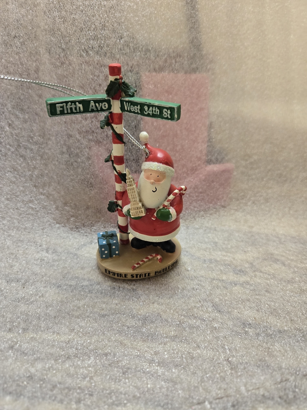 Santa at Fifth Ave Holiday Ornament - Red